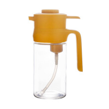 Küche Haushalt Quantitative Ölkontrollflasche Push-Typ Dosierkontrolle Ölvolumen Glas Öltopf (Gelb)
