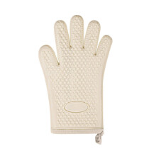 Verdickte Silikonhandschuhe zum Backen im Küchenofen, speziell für hohe Temperaturen, hitzebeständig (Beige)