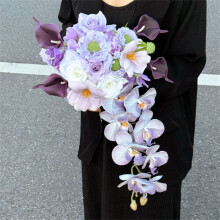 Neu Handheld Blume Braut Hochzeit Im Freien Wasserfall geformt