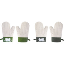 Neue doppellagige Handschuhe zum Backen und Grillen aus Silikon und Baumwollköper mit Verbrühungsschutz und Wärmedämmung (grün, rechte Hand)