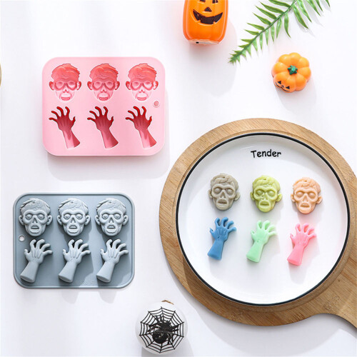 Silikon-Eiswürfelform mit Halloween-Motiv (blau) 2