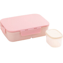 Tragbare Lunchbox mit Klappdeckel und Trennwand aus Kunststoff für Studenten, beheizbar (Rosa mit Fächern)