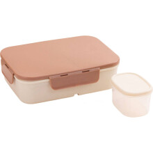 Tragbare Lunchbox für Studenten mit Klappdeckel und Trennwand aus Kunststoff, beheizbar (braun mit Fächern)