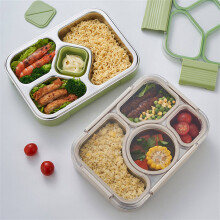 Isolierte Lunchbox aus Edelstahl, Studentenfach, tragbare Lunchbox (grün)