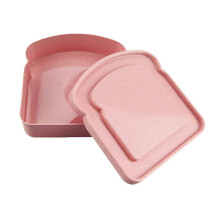 Tragbare Lunchbox aus Weizenstroh, Toastbrot-Sandwichbox (Pink)