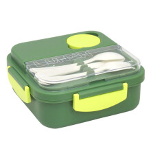 Tragbare Lunchbox aus Kunststoff mit drei Fächern, Bento-Lunchbox (grün)