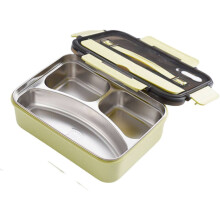 Lunchbox aus Edelstahl, Lunchbox mit Fächern, Lunchbox zur Wärmespeicherung (Grün)