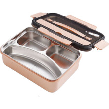 Lunchbox aus Edelstahl, Lunchbox mit Fächern, Lunchbox zur Wärmespeicherung (Pink)