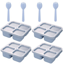 Weizenstroh-Fachbox, Süßigkeiten- und Nüsse-Versiegelungsbox, Snack- und Obst-Frischhaltebox (blau)