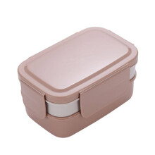 Doppellagige Lunchbox für Studenten und Erwachsene, Salatbox, Picknickbox zum Mitnehmen (braun)