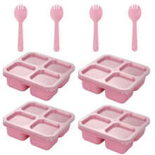 Weizenstroh-Fachbox, Süßigkeiten- und Nüsse-Versiegelungsbox, Snack- und Obst-Frischhaltebox (Rosa)