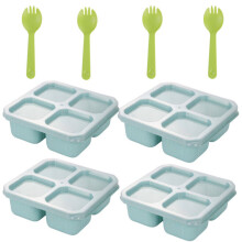 Weizenstroh-Fachbox, Süßigkeiten- und Nüsse-Versiegelungsbox, Snack- und Obst-Frischhaltebox (Grün)