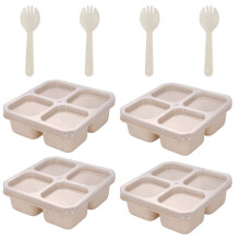 Weizenstroh-Fachbox, versiegelte Box für Süßigkeiten, Nüsse, Snacks, Obst, Frischhaltebox (Beige)