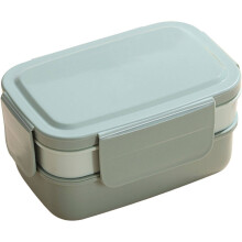 Doppellagige Lunchbox für Studenten und Erwachsene, Salatbox, Picknickbox zum Mitnehmen (grün)