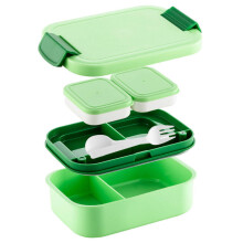 Doppellagige Lunchbox mit großem Fassungsvermögen für Schüler und Erwachsene (Grün)