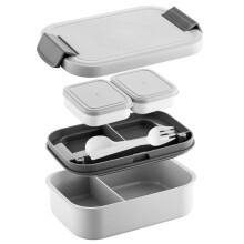 Doppellagige Lunchbox für Studenten und Erwachsene, große Kapazität, tragbare Lunchbox (grau)