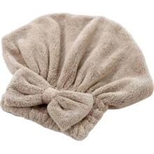 Verdicktes Korallenvlies für Damen, süße Schleife, Handtuch zum Trocknen der Haare, Duschhaube (Kaffee)