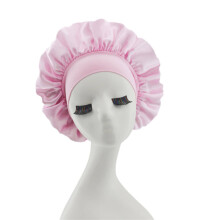 Bred skygge med høy elastisk turban Skjønnhetshette Dusjhette Hårpleiehette (rosa)