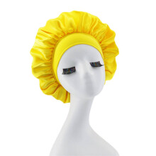 Breite Krempe, hochelastischer Turban, Beauty-Kappe, Duschhaube, Haarpflege-Kappe (gelb)
