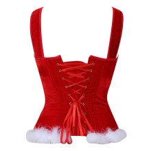 Womens Sexy Christmas Santa Overbust Corset Bustier Top Plush-M
