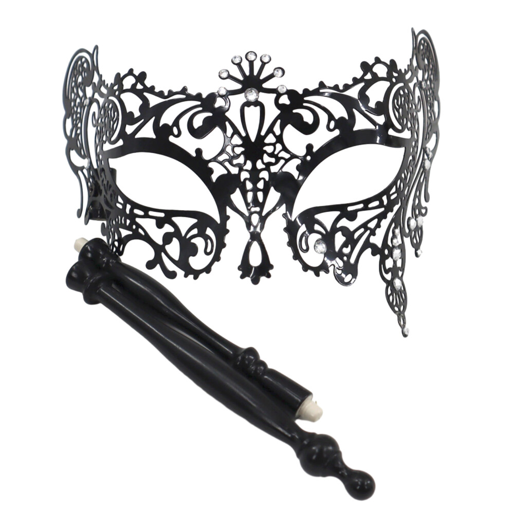 Masquerade Mask Women Evening Prom Mask-Wrought Iron 7 Diamo 7751000340834