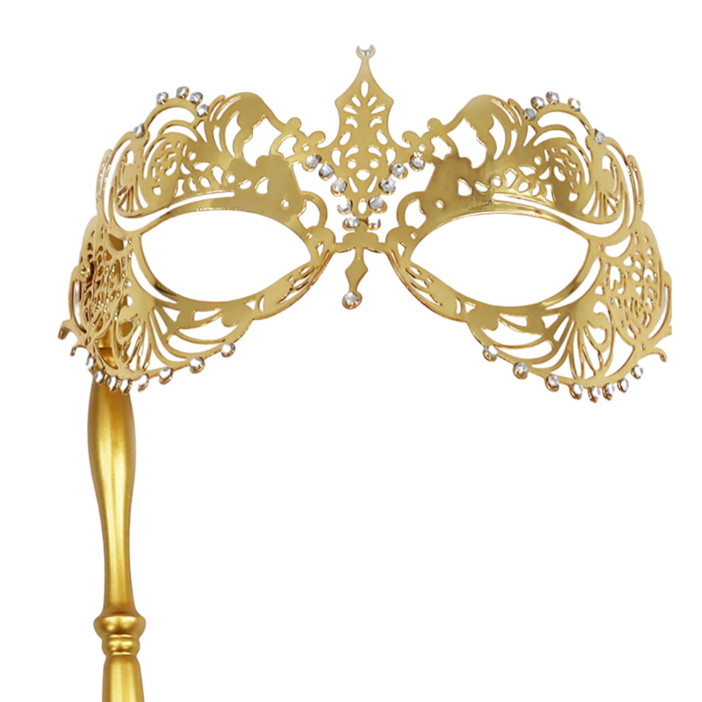 Women Flower Masquerade Mask Halloween-Wrought Iron Gold Sm 7751000341107
