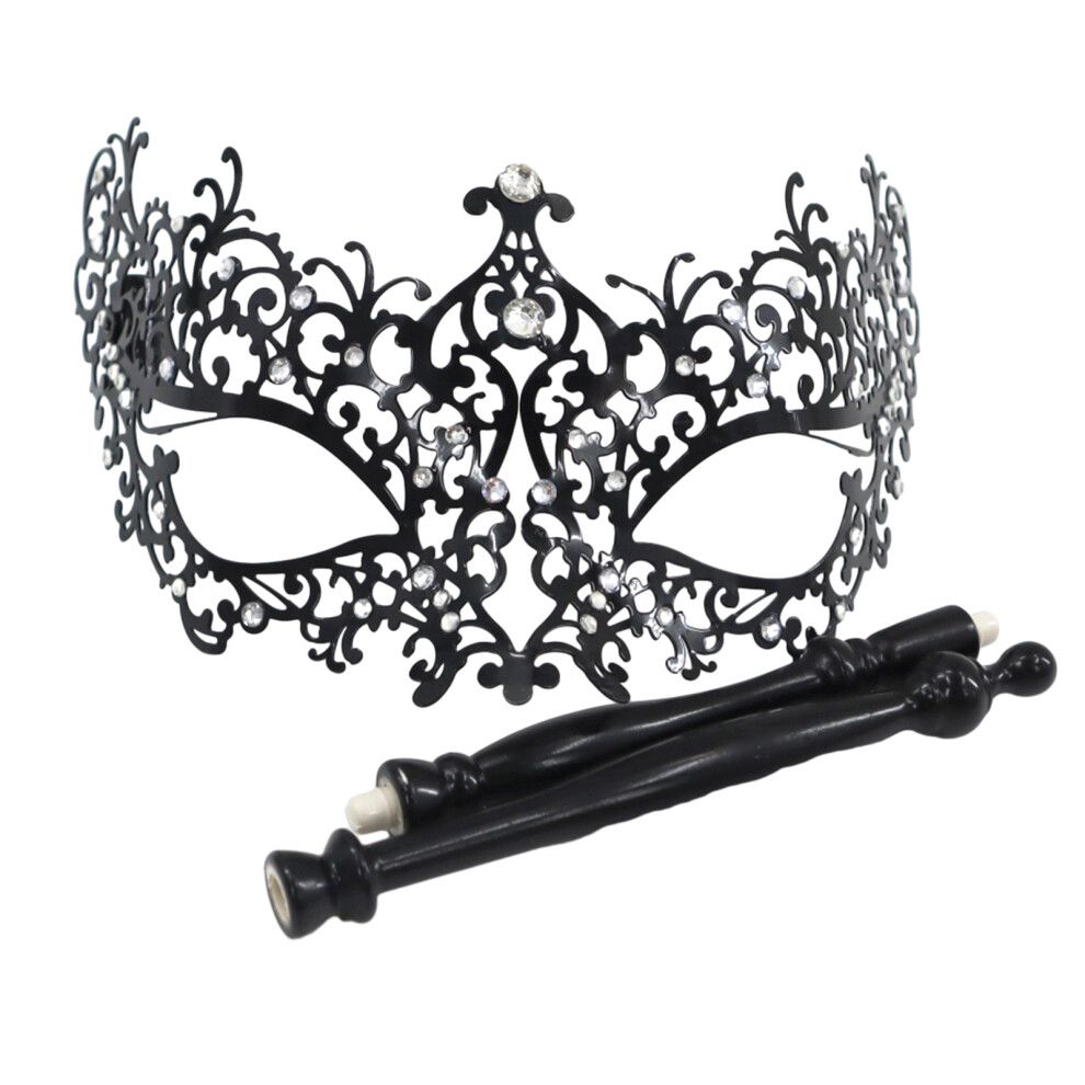 Flower Half Face Mask Venetian Mask Women-Iron Art Starry Blac 7751000341145