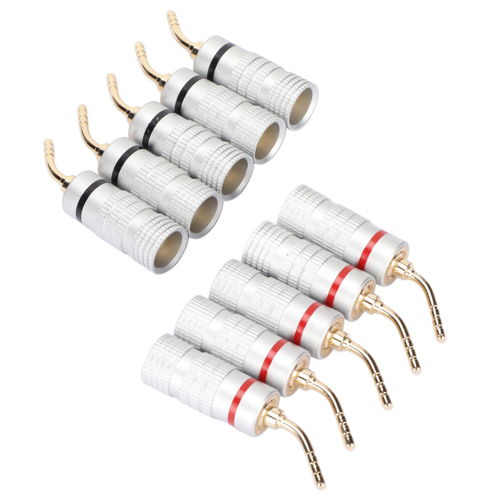 10Pcs 24K Plated Banana Plug Needle Type For Speaker Wire And Home Theater Gold 5071357264501