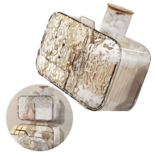 Waterproof Plastic Cosmetic Pad Holder Storage-Silver 2