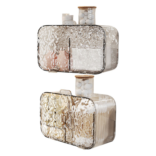 Waterproof Plastic Cosmetic Pad Holder Storage-Silver 1
