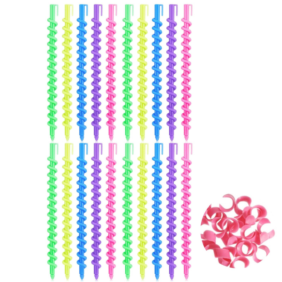 Spirals Perm Rods 20-Pack Heatless Curls Overnight Hair Rollers Spiral Waves Set For Women