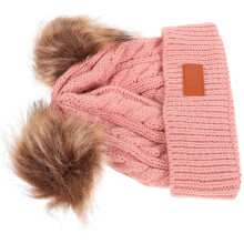 Gorro Bebé Niño Con Doble Pompon De Punto Ganchillo Otoño Invierno