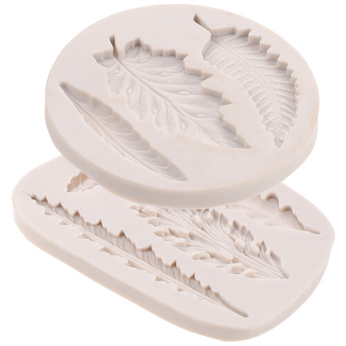 2Pcs White Silicone Leaf Molds for Cake Baking DIY Candy Chocolate 2