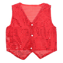 Veste De Danse Brillante Enfant 130 Cm Rouge Paillettes Hip Hop Jazz