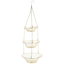 1 Set 3-Tier Wire Hanging Basket For Flowers Fruits Folding Design