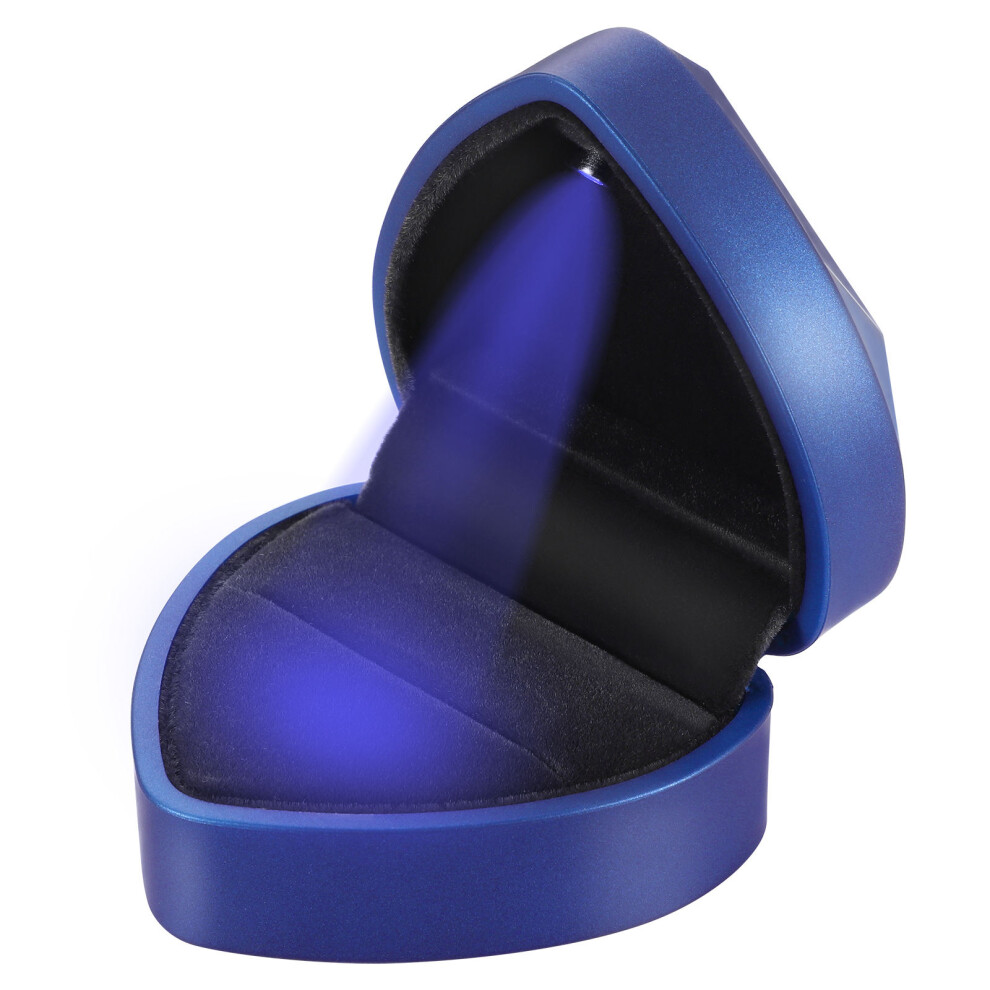 Led Lighted Heart Shaped Ring Box Earring Case For Wedding Proposal