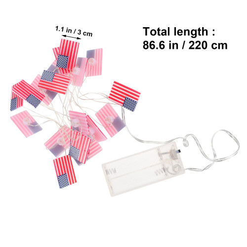 1 Set Copper Wire Led String Lights In American Flag Shape No Battery 1