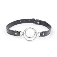 Sex Bondage Metal Mouth O-Ring Plug, Adjustable PU Leather Strap, Ball Gag BDSM Restraints, Adult Sex Toys