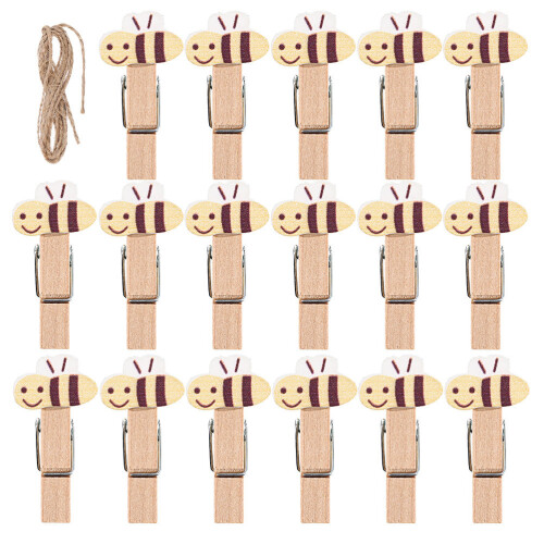 50 Pezzi Mini Mollette A Forma Api Con Juta
