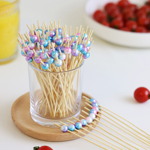 100 Pezzi Stuzzicadenti Cocktail In Bamboo Con Cappuccio A Perla 1