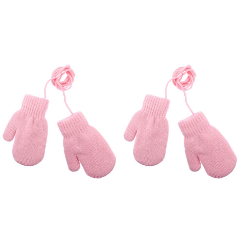 2 Paar Kinder Gebreide Winterhandschoenen Winddicht 2