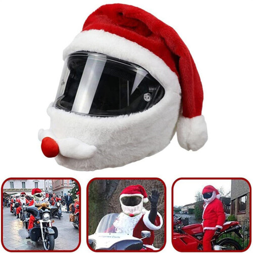 Kerst motorhelm hoes Kerstman hoezen polyester hoed 1