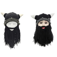 Creatieve ouder-kind baardhoorns muts handgemaakte-M Zwart