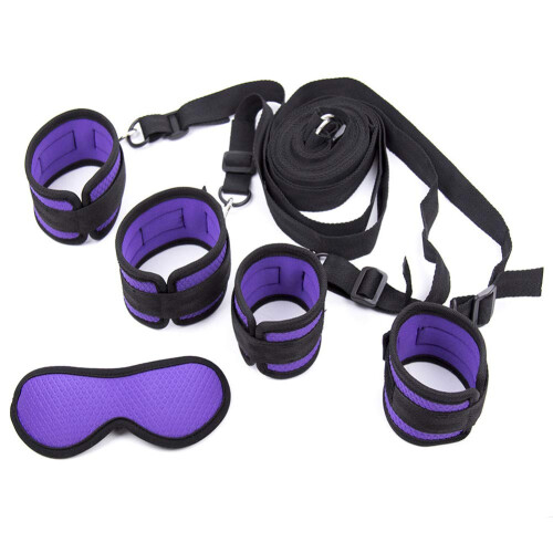 Bed Restraints With Adjustable Straps BDSM Bondage Kit Includes Handcuffs And Ankle Cuffs For Couples