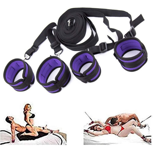Bed Restraints With Adjustable Straps BDSM Bondage Kit Includes Handcuffs And Ankle Cuffs For Couples 1