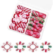 Faux ongles scintillants à pression de noël, couverture