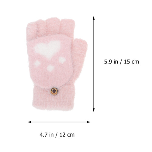 1 Paar Kinder Plüsch Halbfinger Für Draußen (Pink) 1