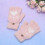 1 Paar Kinder Plüsch Halbfinger Für Draußen (Pink) 4