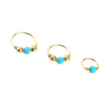 3St Neusring Kogelsteekje 6 Mm 8 Mm 10 Mm Gouden Turquoise