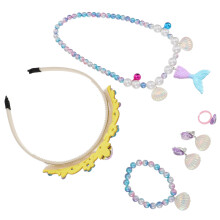 1Set Bunter Acryl Kinder Schmuck Ring Kette Armband Meerjungfrau Style
